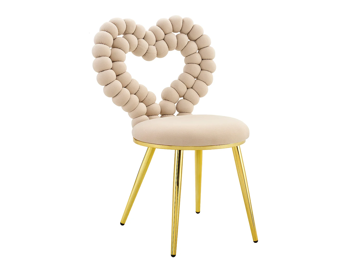 Perle Cœur, Lot de 2 Chaises Salle à Manger en Velours, Chaise Design avec Dossier Évidé en Cœur Formé de Billes Sphériques, Pieds Métal Noir ou Doré