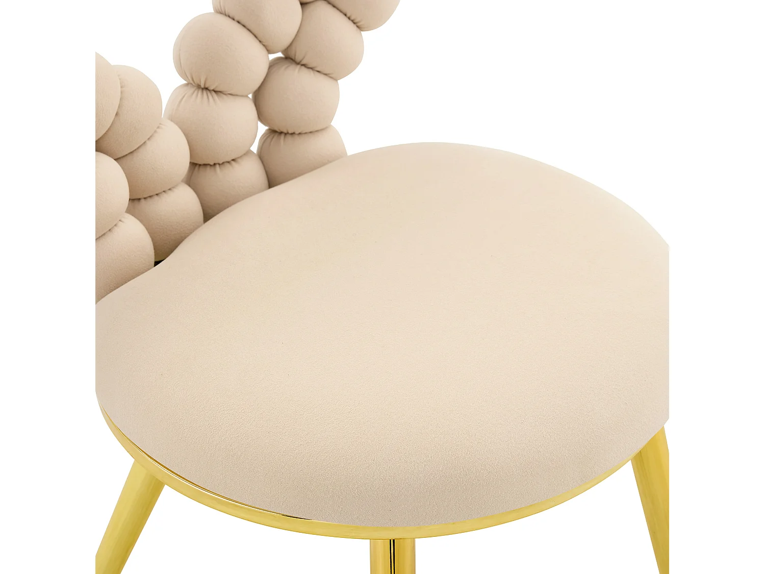 Perle Cœur, Lot de 2 Chaises Salle à Manger en Velours, Chaise Design avec Dossier Évidé en Cœur Formé de Billes Sphériques, Pieds Métal Noir ou Doré
