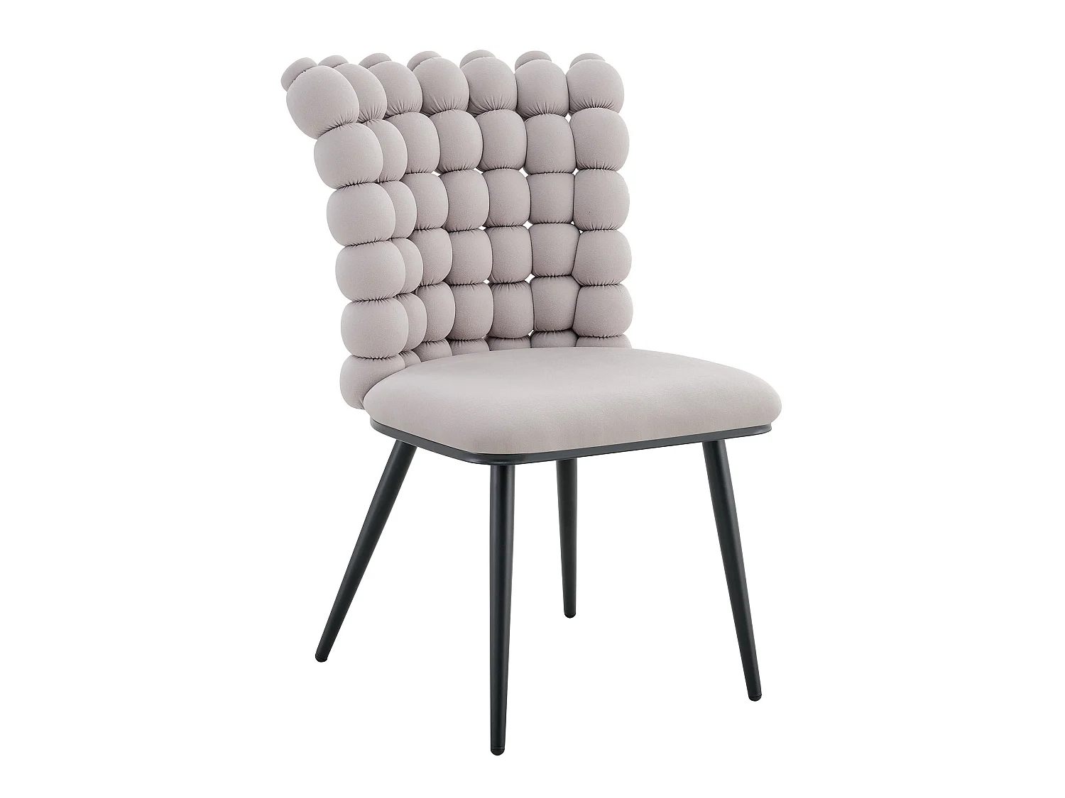 Perle Bloc Lot de 2 Chaises Salle à Manger en Velours, Chaise Design avec Dossier Carré Plein Formé de Billes Sphériques, Pieds Métal Noir pour Salon et Bureau