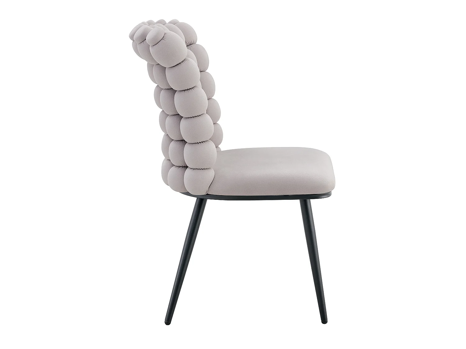 Perle Bloc Lot de 2 Chaises Salle à Manger en Velours, Chaise Design avec Dossier Carré Plein Formé de Billes Sphériques, Pieds Métal Noir pour Salon et Bureau