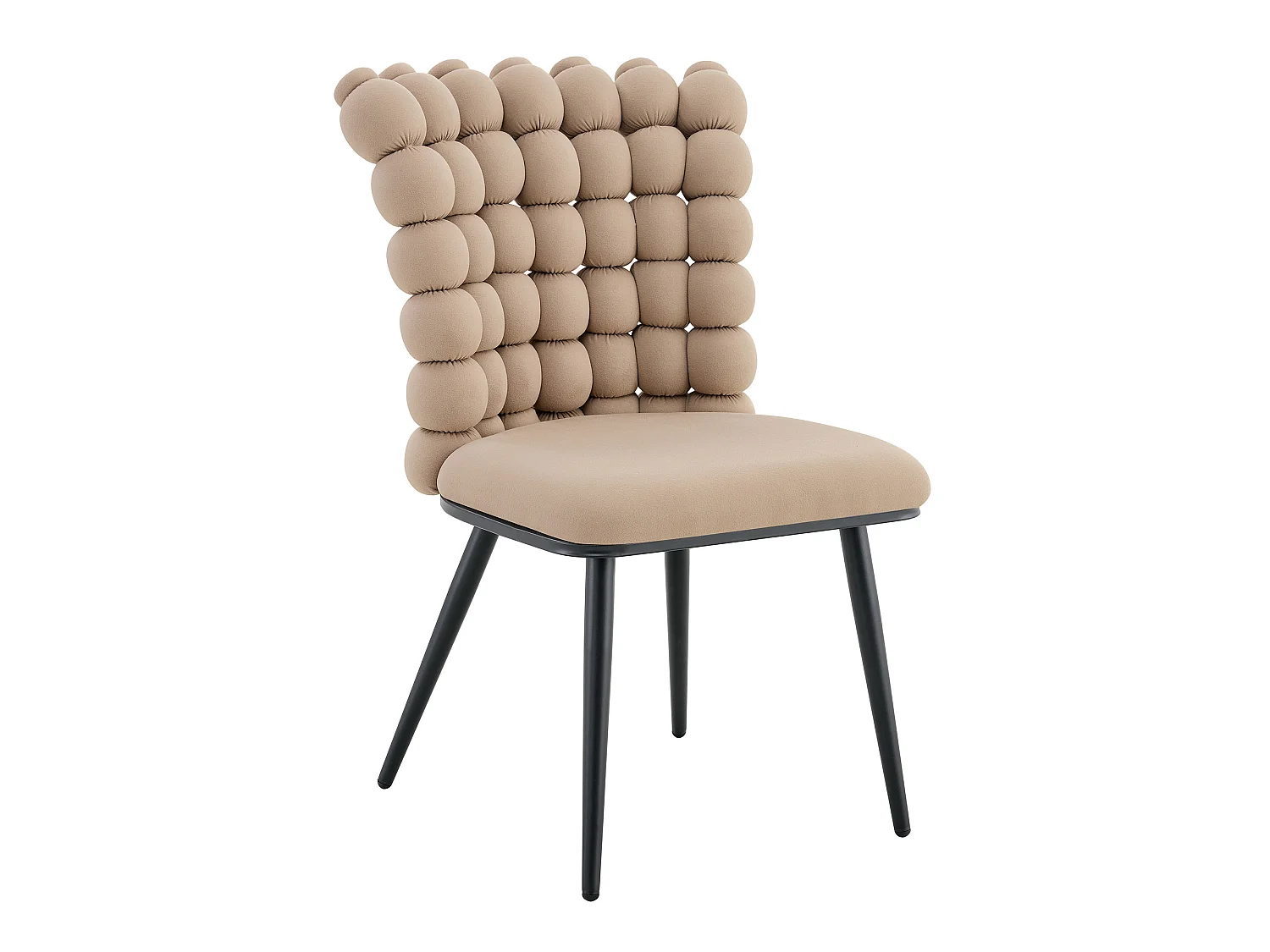 Perle Bloc Lot de 2 Chaises Salle à Manger en Velours, Chaise Design avec Dossier Carré Plein Formé de Billes Sphériques, Pieds Métal Noir pour Salon et Bureau
