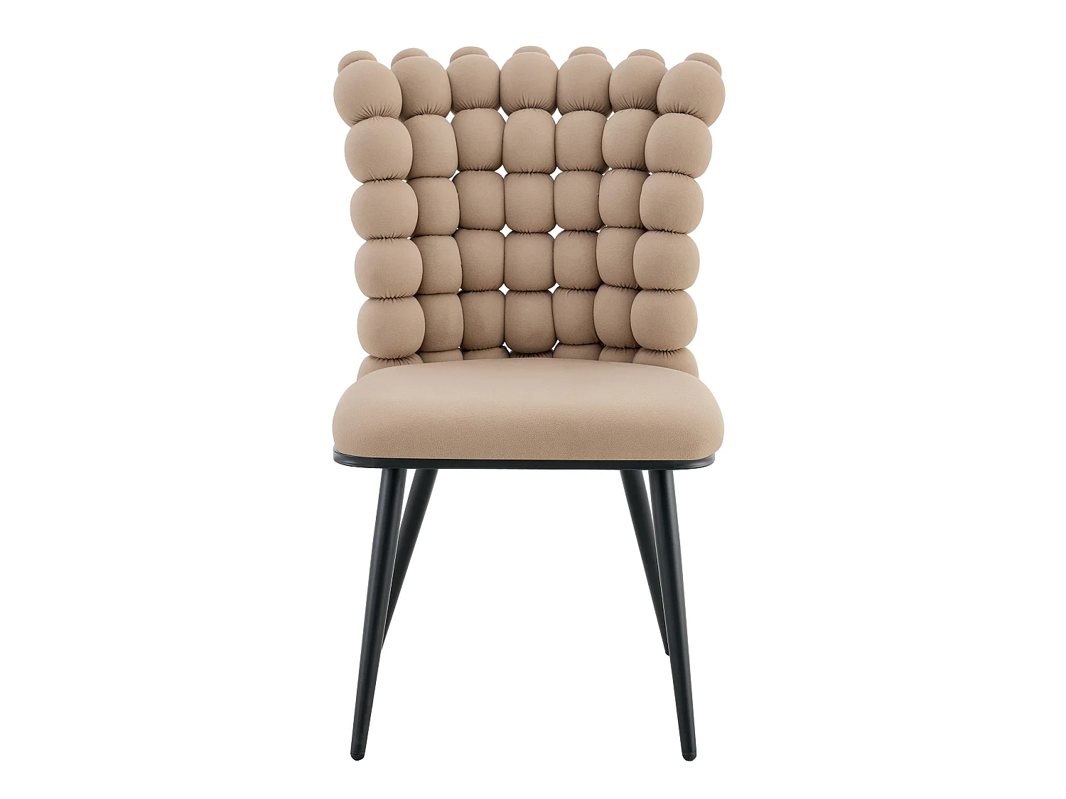Perle Bloc Lot de 2 Chaises Salle à Manger en Velours, Chaise Design avec Dossier Carré Plein Formé de Billes Sphériques, Pieds Métal Noir pour Salon et Bureau