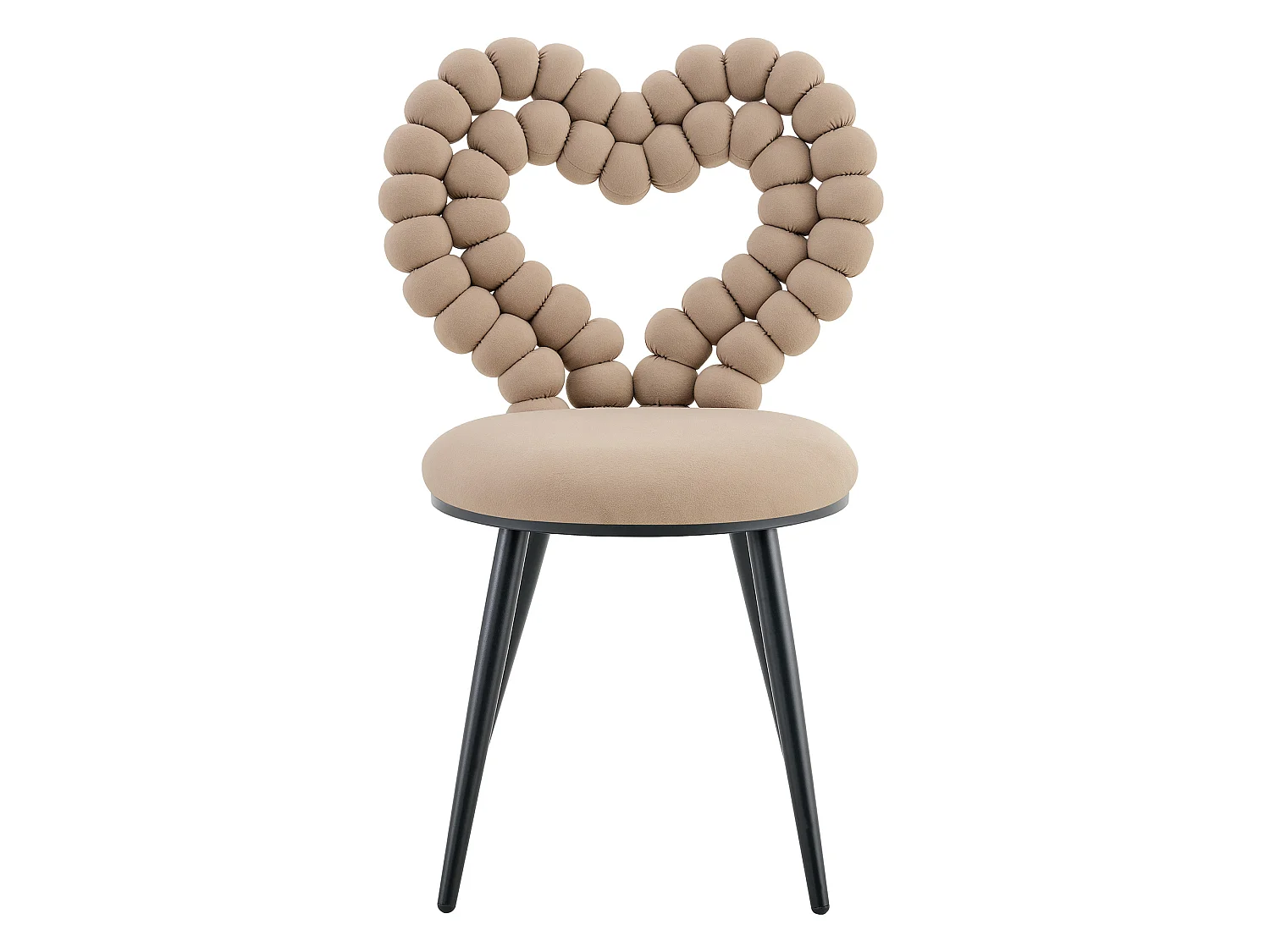 Perle Cœur, Lot de 2 Chaises Salle à Manger en Velours, Chaise Design avec Dossier Évidé en Cœur Formé de Billes Sphériques, Pieds Métal Noir ou Doré