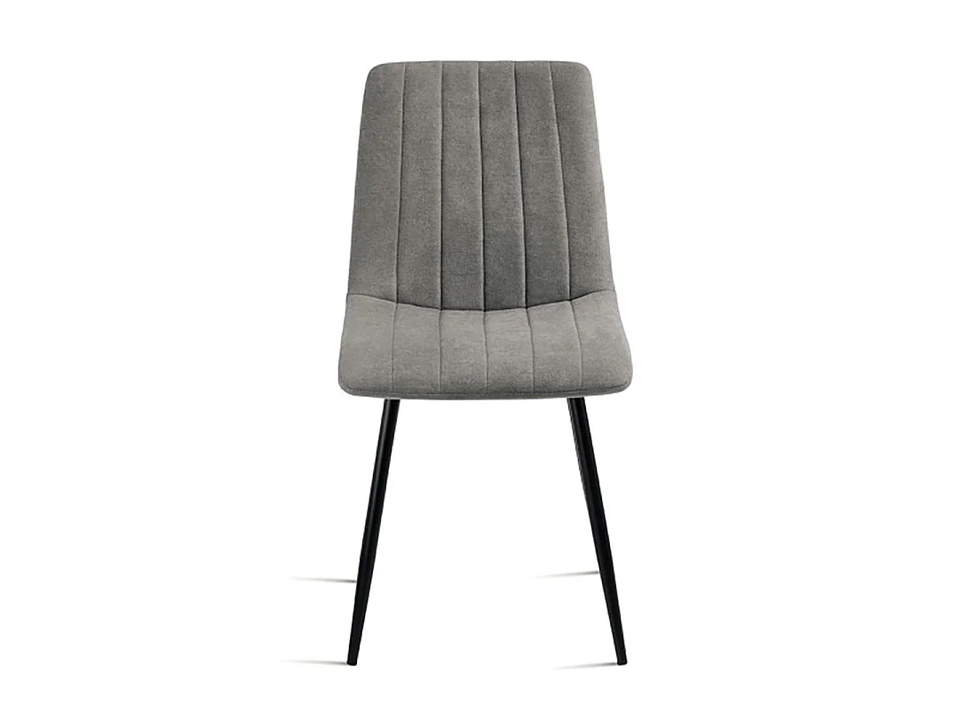 Chaise tissu gris clair à coutures verticales (x2) LORA