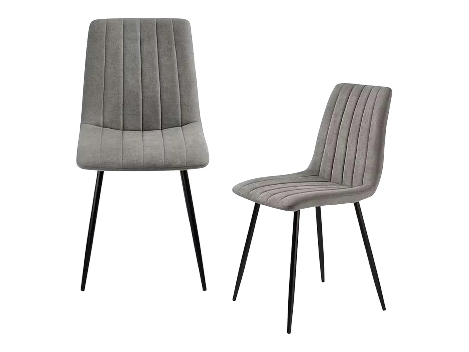 Chaise tissu gris clair à coutures verticales (x2) LORA