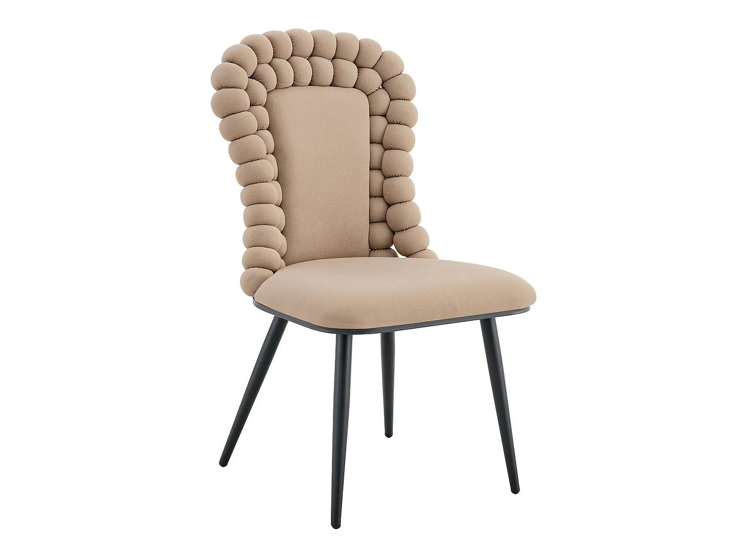 Perle Chaîne Lot de 2 Chaises Salle à Manger en Velours, Chaise Haute Design avec Bordure de Dossier en Billes Sphériques, Pieds Métal Noir ou Doré