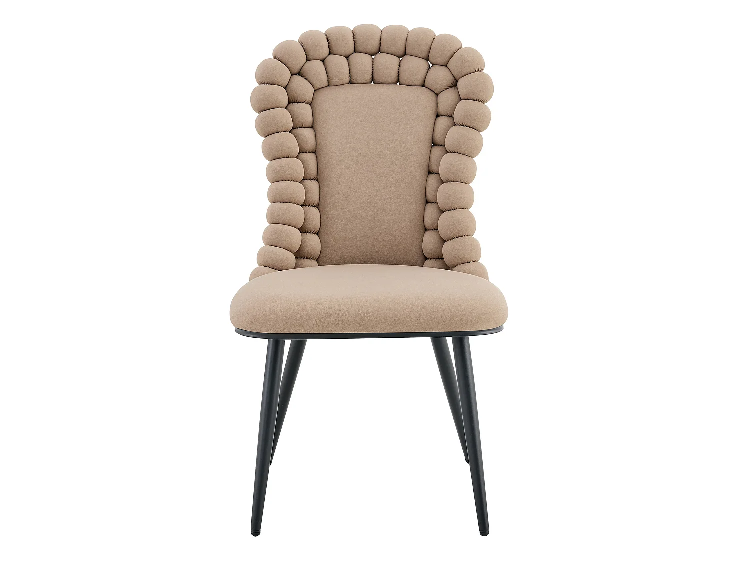 Perle Chaîne Lot de 2 Chaises Salle à Manger en Velours, Chaise Haute Design avec Bordure de Dossier en Billes Sphériques, Pieds Métal Noir ou Doré