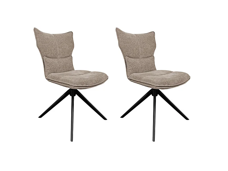 Lot 2 chaises rotatives 360° tissu taupe rembourrage ergonomique - PHIL