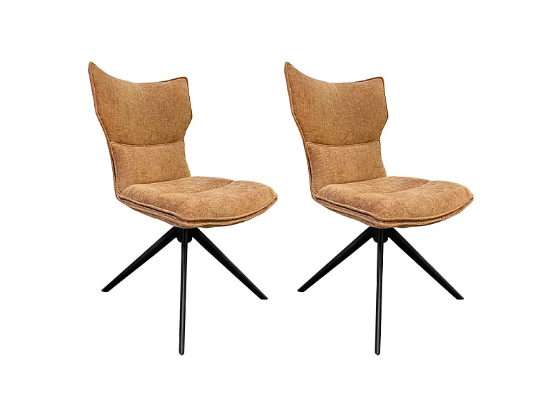 Lot 2 chaises rotatives 360° tissu terracotta rembourrage ergonomique - PHIL