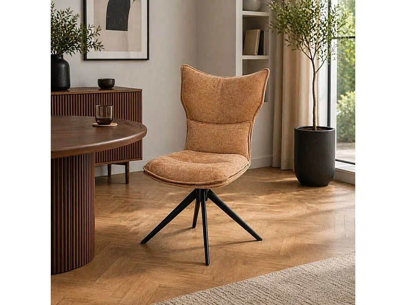 Lot 2 chaises rotatives 360° tissu terracotta rembourrage ergonomique - PHIL