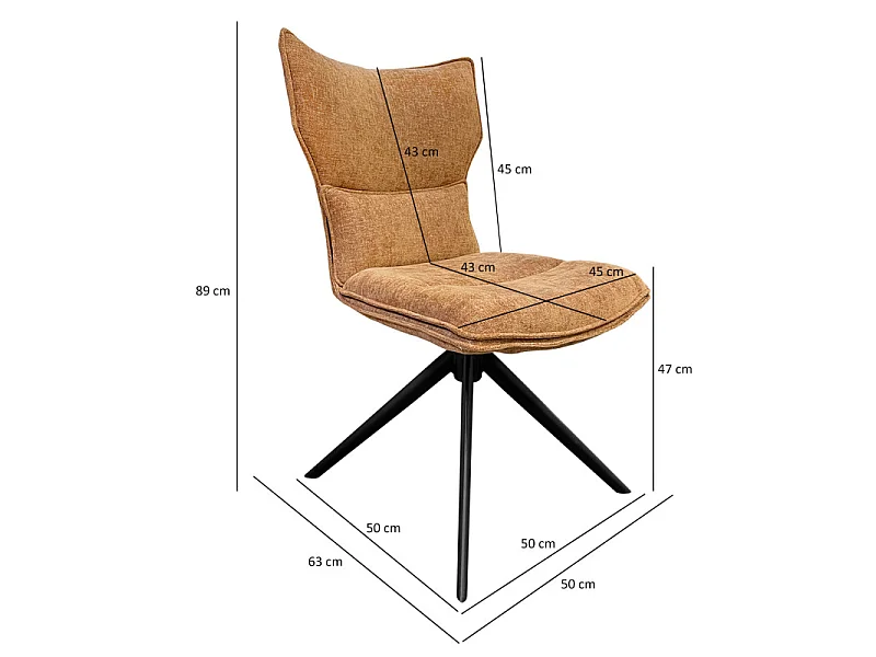 Lot 2 chaises rotatives 360° tissu terracotta rembourrage ergonomique - PHIL
