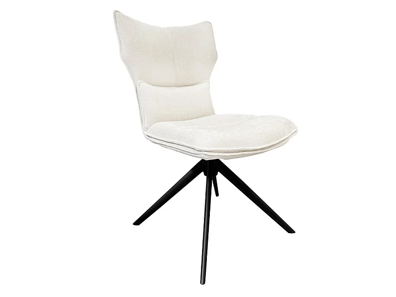 Chaise rotative 360° en tissu beige rembourrage ergonomique - PHIL