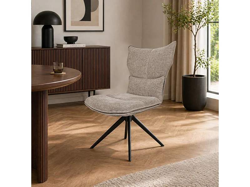 Chaise rotative 360° en tissu taupe rembourrage ergonomique - PHIL