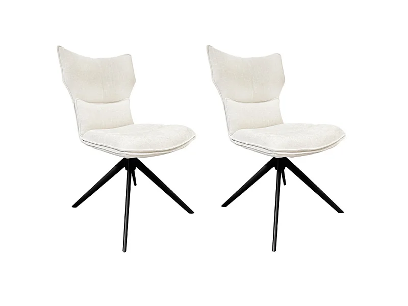 Lot 2 chaises rotatives 360° tissu beige rembourrage ergonomique - PHIL