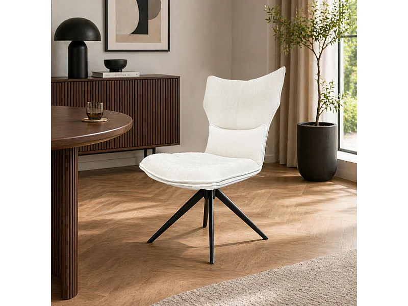 Lot 2 chaises rotatives 360° tissu beige rembourrage ergonomique - PHIL
