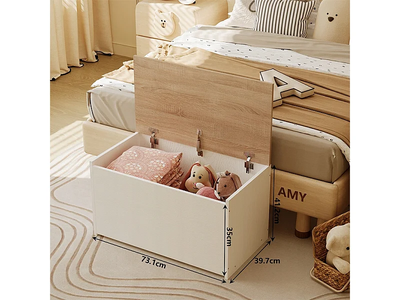 Cassapanca bianca con chiusura per riporre giocattoli, coperte e biancheria da letto in stile loft
