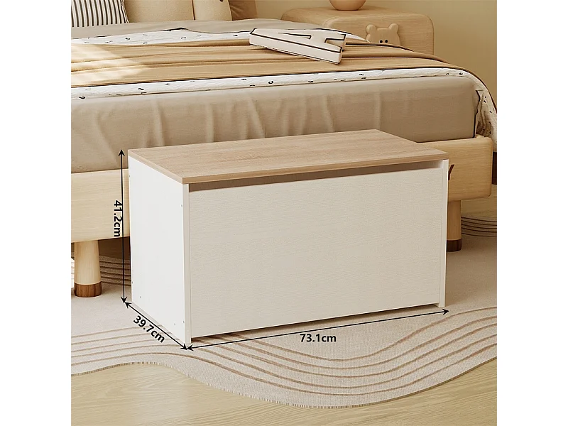 Cassapanca bianca con chiusura per riporre giocattoli, coperte e biancheria da letto in stile loft