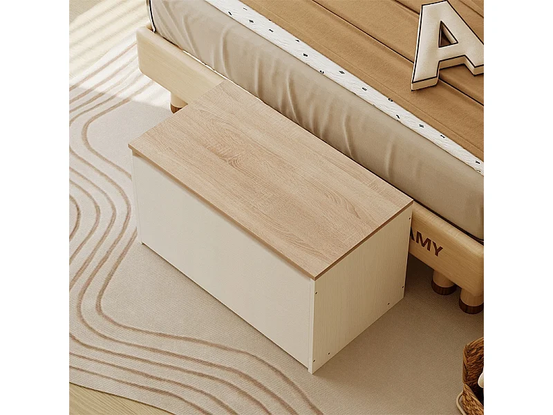 Cassapanca bianca con chiusura per riporre giocattoli, coperte e biancheria da letto in stile loft