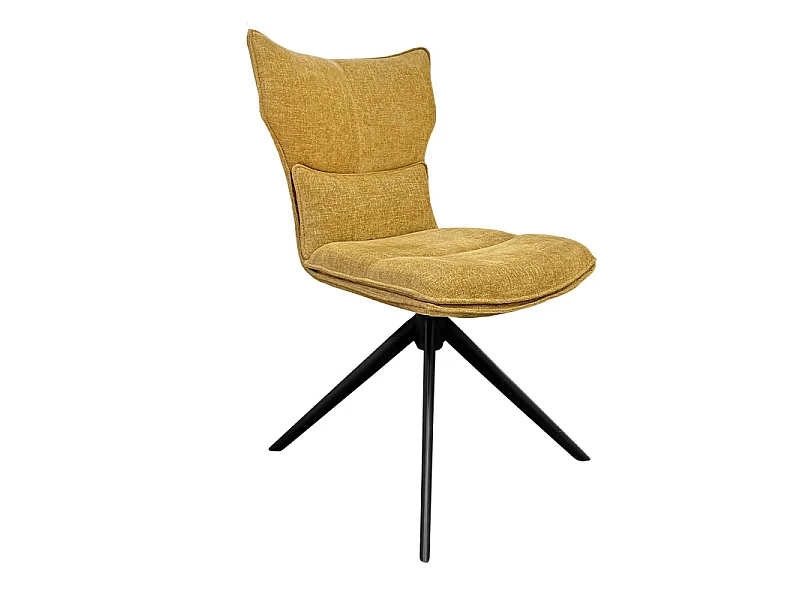 Chaise rotative 360° en tissu jaune rembourrage ergonomique - PHIL