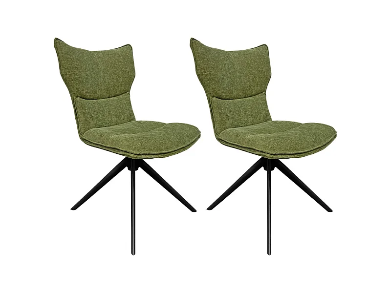 Lot 2 chaises rotatives 360° tissu vert rembourrage ergonomique - PHIL