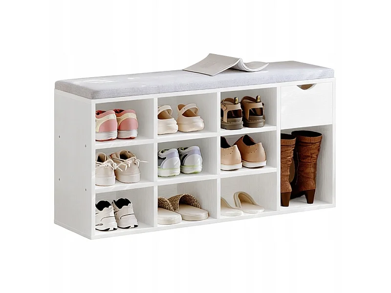 Scapino con panca in stile loft, bianco, panca da ingresso moderna, 100 cm