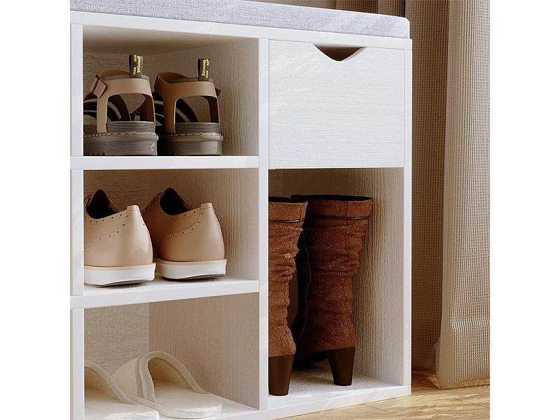 Scapino con panca in stile loft, bianco, panca da ingresso moderna, 100 cm