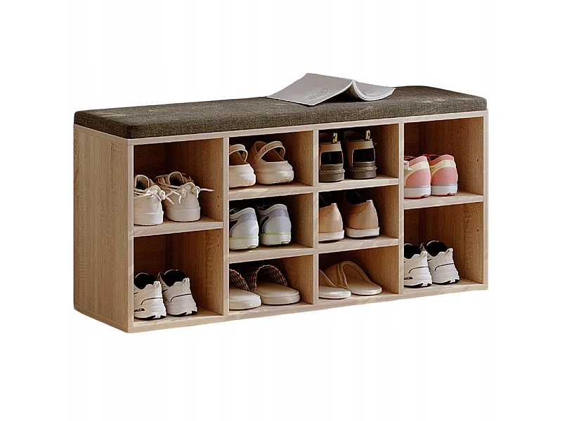 Schuhschrank mit Sitzbank, modern, Eiche Sonoma, Loft-Stil, 104 cm