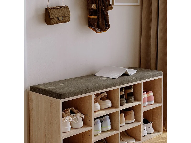 Schuhschrank mit Sitzbank, modern, Eiche Sonoma, Loft-Stil, 104 cm