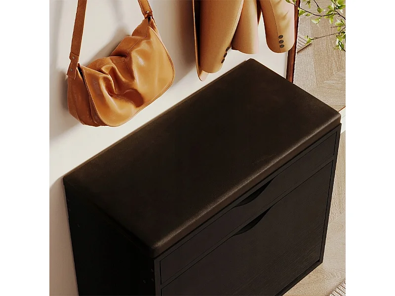 Armário para sapatos com banco, preto, para a entrada de um loft, 60 cm