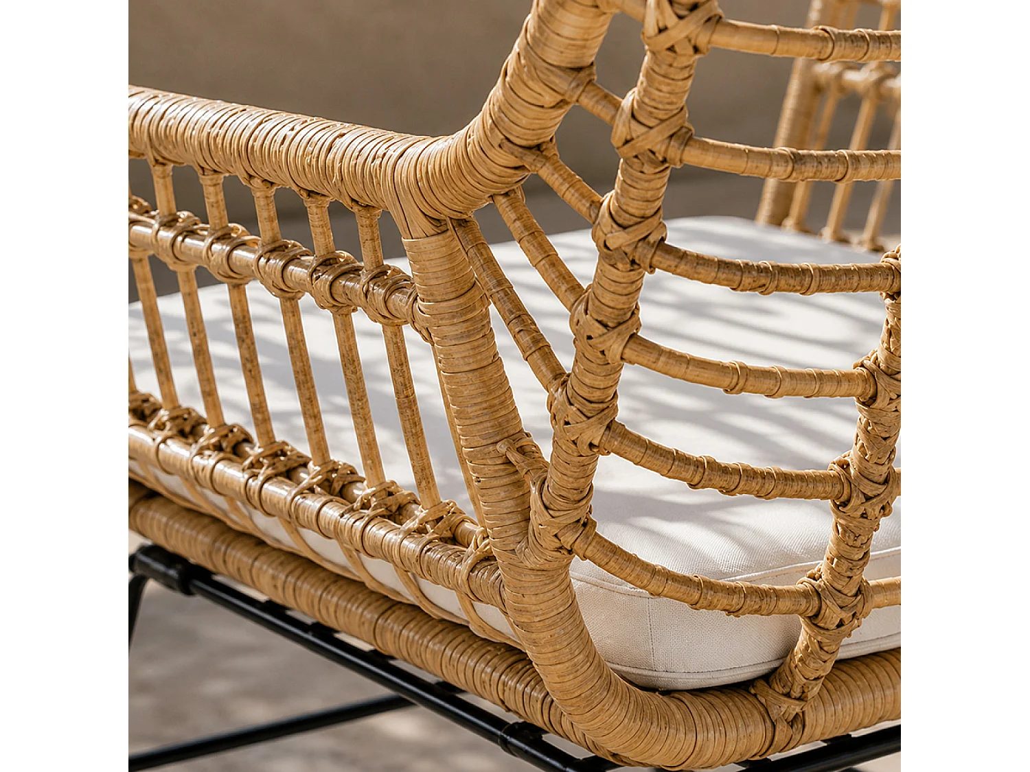 Modern Zwart Rotan Effect Tuinmeubelset met 2 Fauteuils en Salontafel