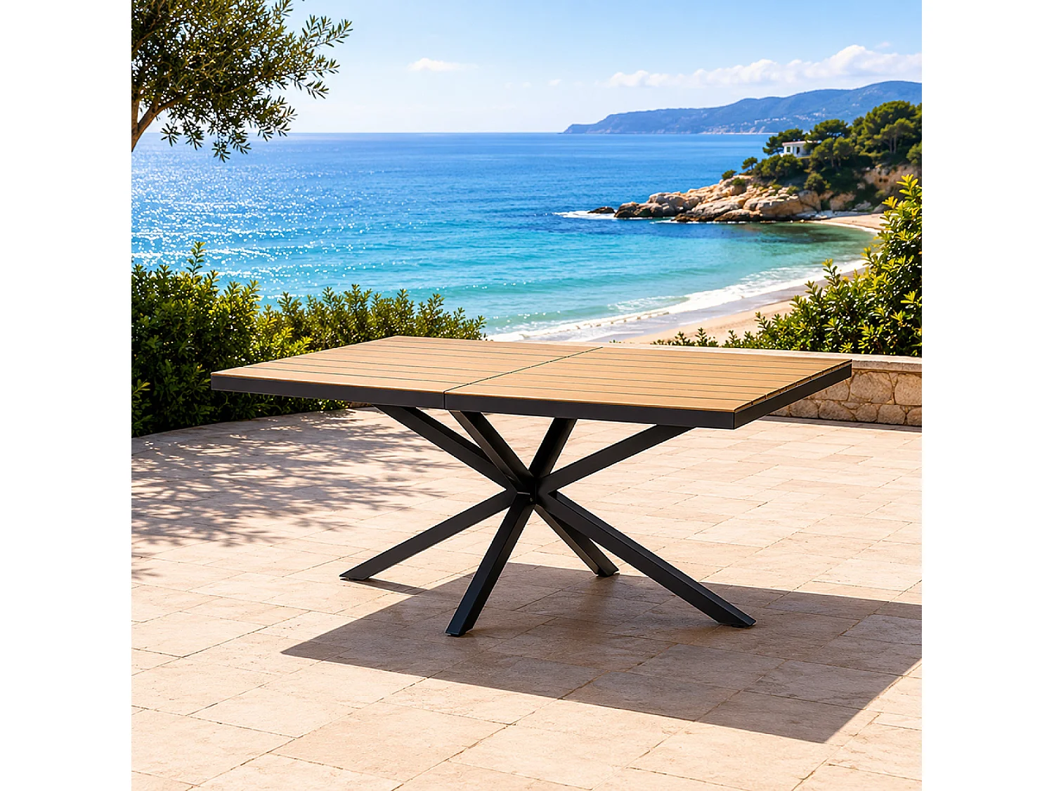 Table de jardin 8 places effet bois 190cm ALMADA