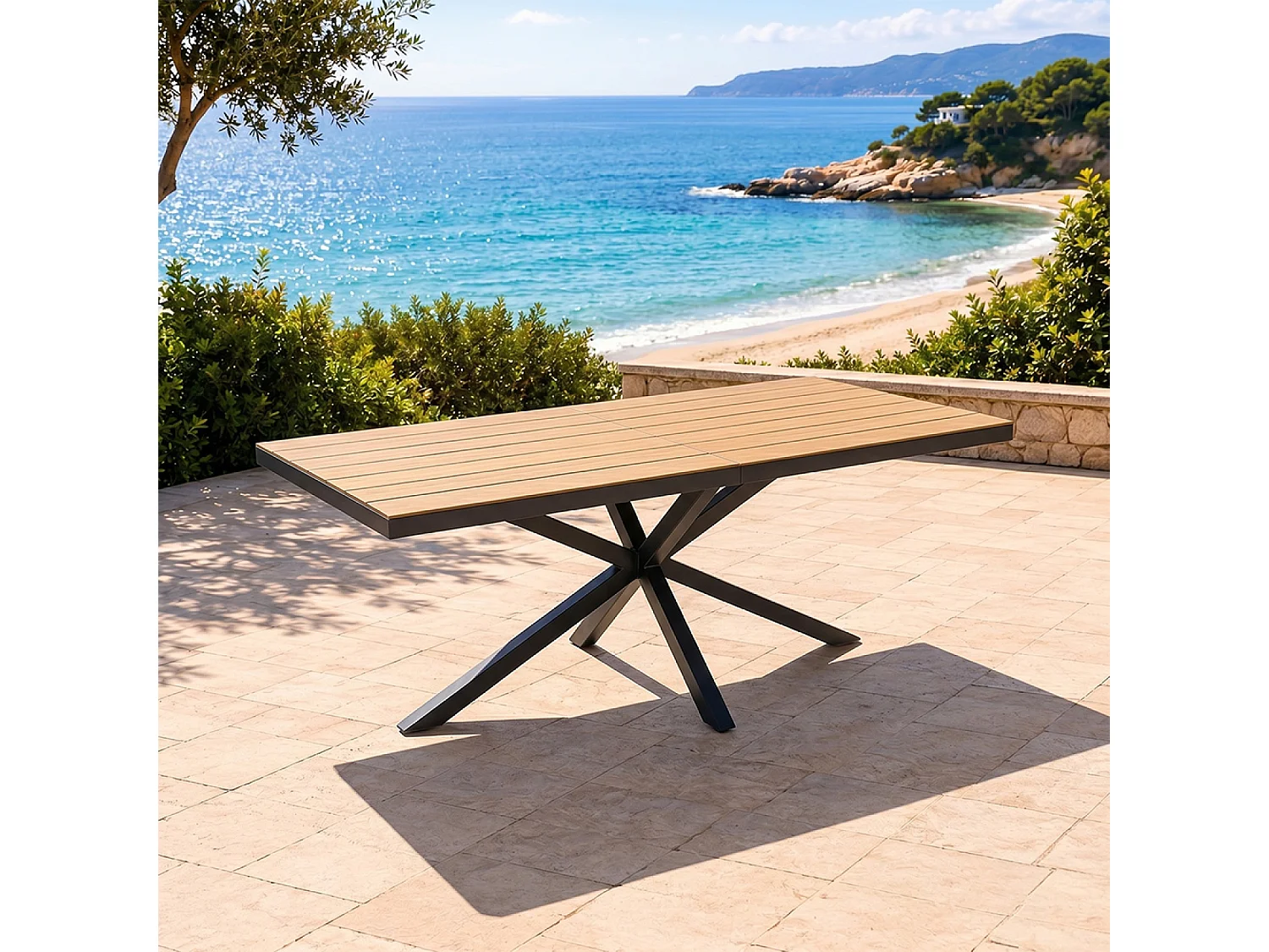 Table de jardin 8 places effet bois 190cm ALMADA