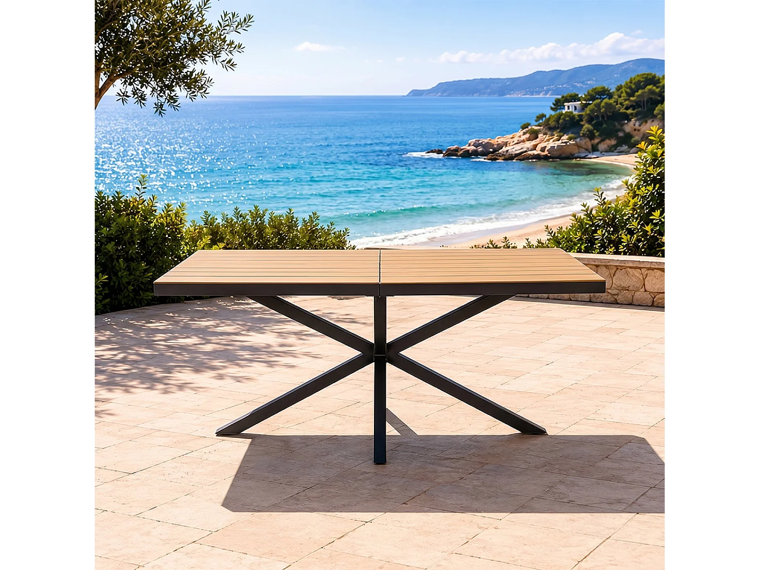 Table de jardin 8 places effet bois 190cm ALMADA