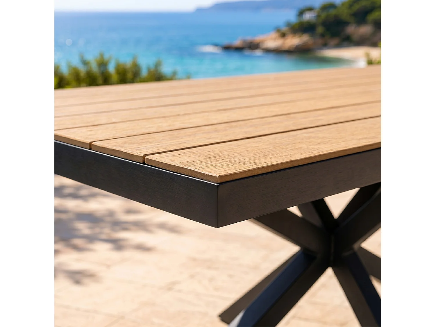 Table de jardin 8 places effet bois 190cm ALMADA