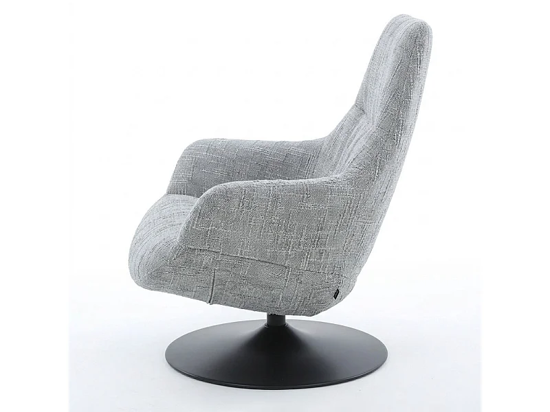 Fauteuil pivotant 360° en tissu texturé gris et socle métal – AUGUSTE