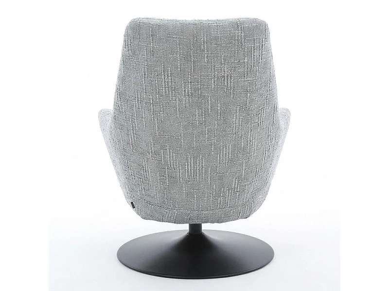 Fauteuil pivotant 360° en tissu texturé gris et socle métal – AUGUSTE