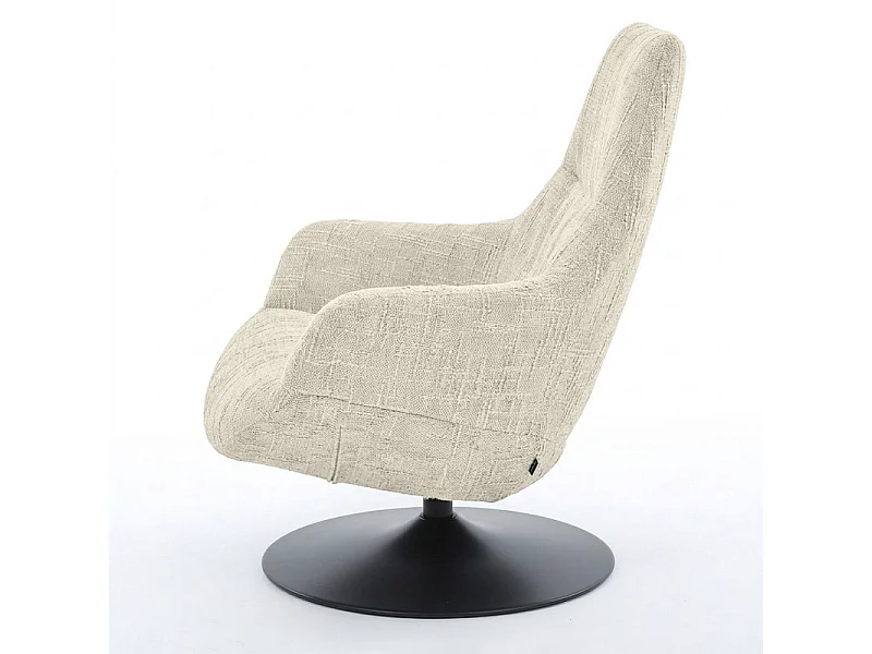 Fauteuil pivotant 360° tissu texturé beige socle métal – AUGUSTE