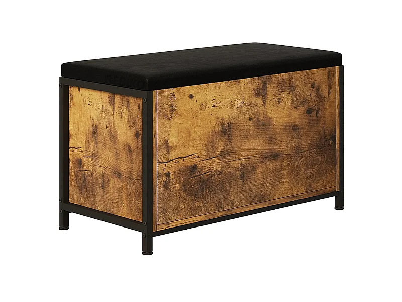 Coffre de rangement marron pour chambre à coucher, banc avec assise, style rustique, spacieux, 80 cm