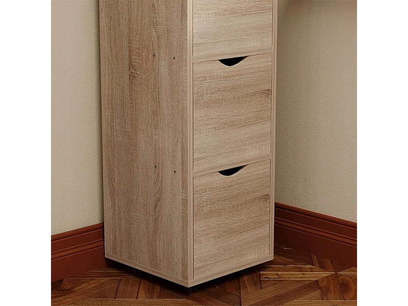Armoire à tiroirs en chêne rustique, commode étroite et spacieuse de style loft