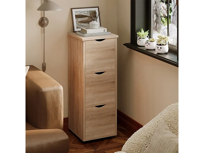 Armoire à tiroirs en chêne rustique, commode étroite et spacieuse de style loft