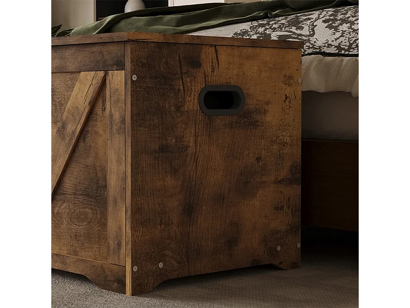 Coffre de rangement en bois, banc de rangement, style loft, couleur marron, 100 cm