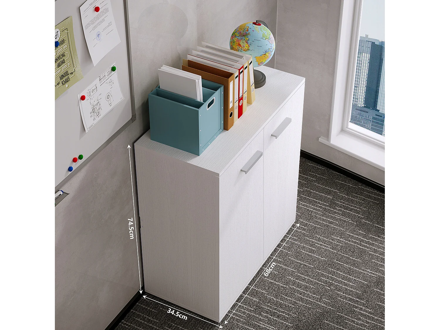 Commode, meuble de rangement, étagère blanche à tiroirs pour chambre à coucher ou salon, style loft moderne, 90 cm