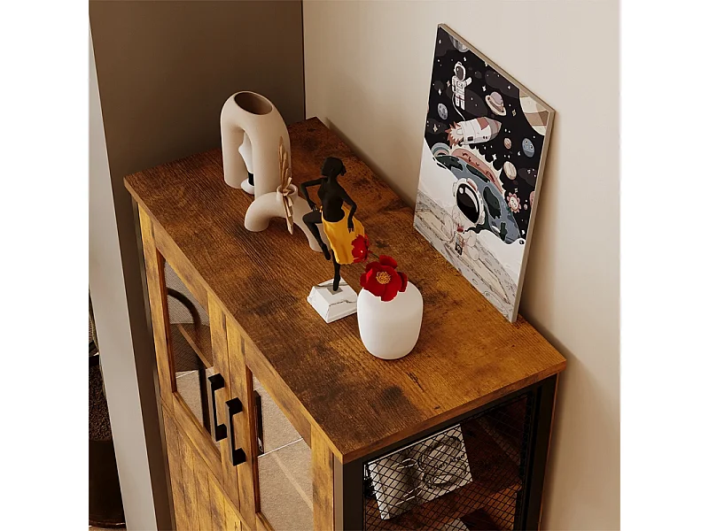 Commode rustique, buffet rétro vintage de style loft pour la salle à manger, le salon ou la cuisine