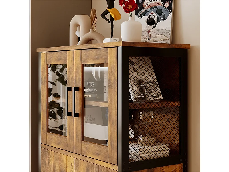 Commode rustique, buffet rétro vintage de style loft pour la salle à manger, le salon ou la cuisine