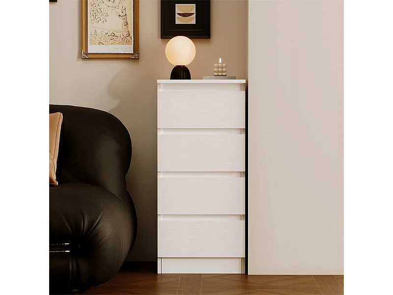 Commode, meuble de rangement, étagère blanche à tiroirs pour chambre à coucher ou salon, style loft moderne, 90 cm