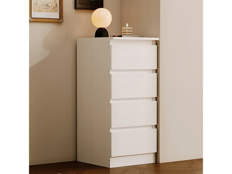 Commode, meuble de rangement, étagère blanche à tiroirs pour chambre à coucher ou salon, style loft moderne, 90 cm