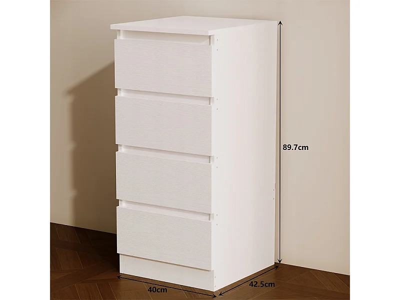 Commode, meuble de rangement, étagère blanche à tiroirs pour chambre à coucher ou salon, style loft moderne, 90 cm