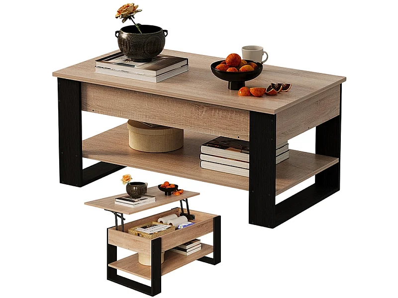 Ława stolik drewniany kawowy loft rozkładany podnoszony schowek stół 92 cm