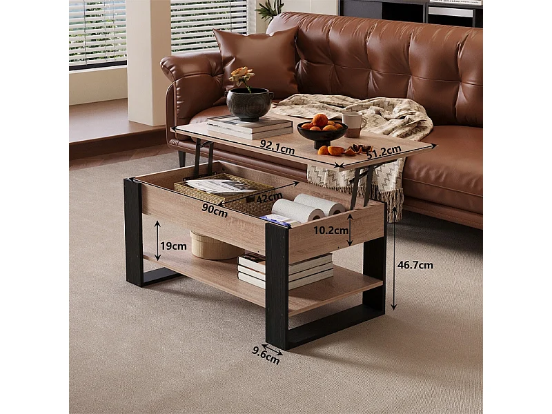 Ława stolik drewniany kawowy loft rozkładany podnoszony schowek stół 92 cm