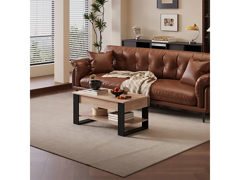 Ława stolik drewniany kawowy loft rozkładany podnoszony schowek stół 92 cm